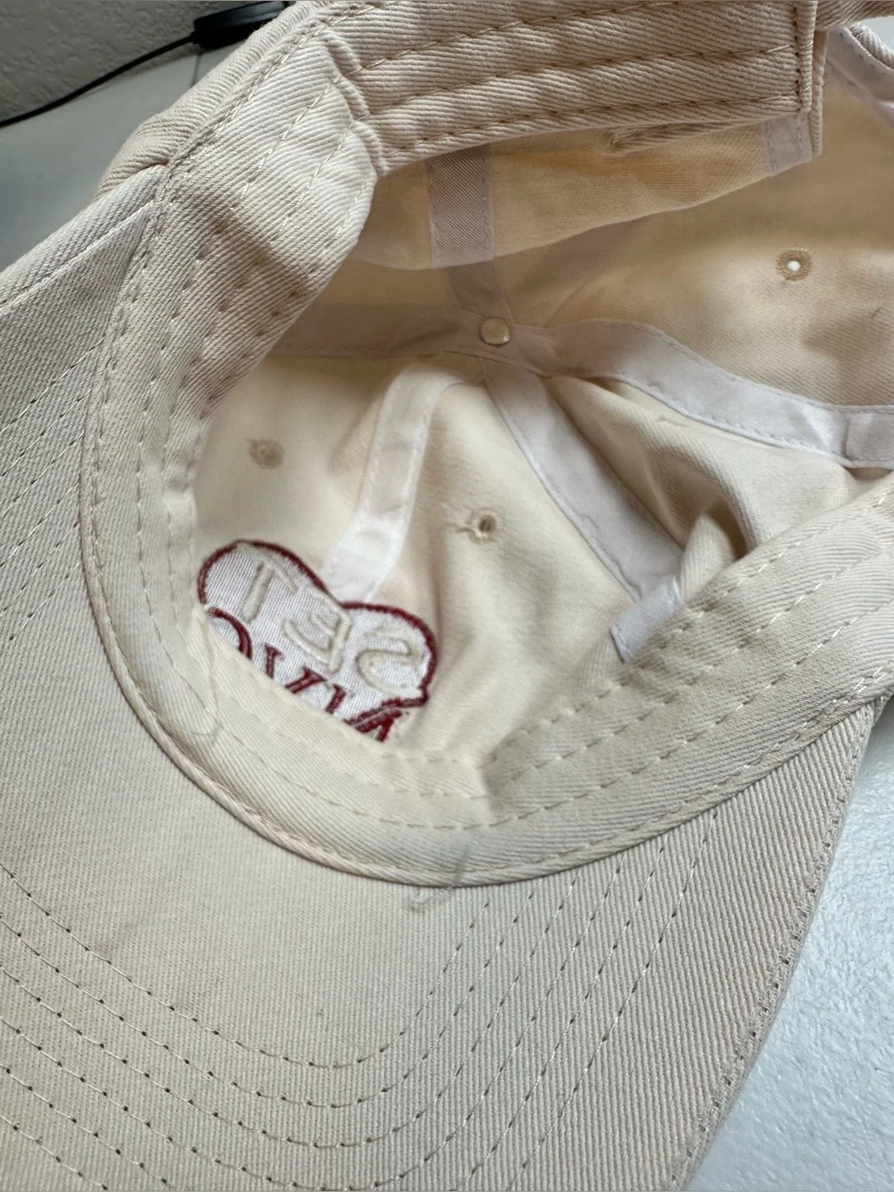 NWT SET Actives Off White Baseball Cap Embroidered Red Heart NYC Adjustable